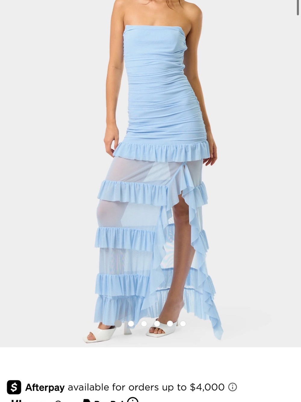 NWT Betsey Johnson Light Blue Ruffle Tiered Sheer Maxi Skirt